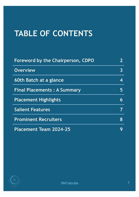 Final Placement Report - MBA 60th Batch | IIM Calcutta