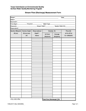 Stream Flow (Discharge) Measurement Form - TCEQ E-Services - Tceq Texas ...