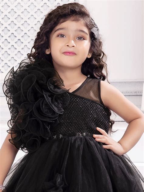 Buy Mini Stitch Sleeveless double layer frilled party frock - BLACK ...