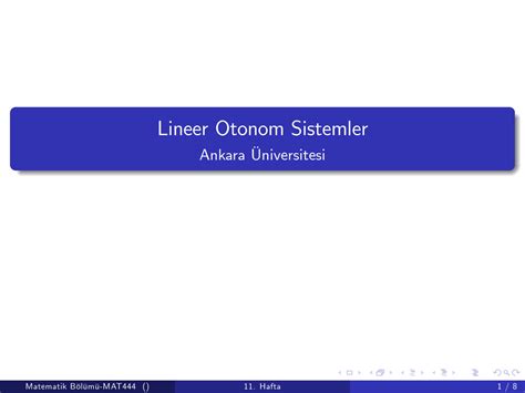 SOLUTION: Lineer otonom sistemler - Studypool