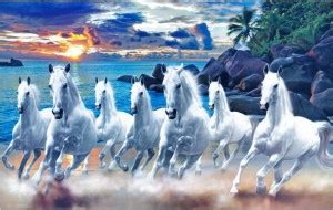 surmul 30.48 cm 7 Horses Running Painting Peel and Wall Sticker ...