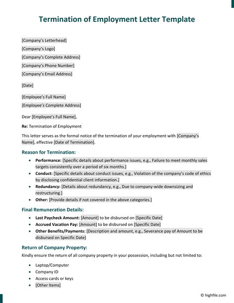 Employment Termination Letter Format In Word - Infoupdate.org