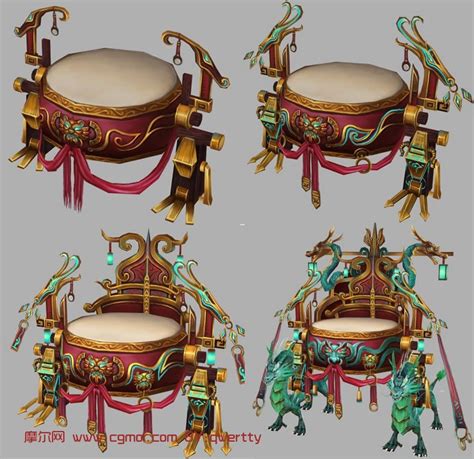 四个等级的战鼓,游戏道具max3d模型_古代场景_场景模型_3D模型免费下载_摩尔网