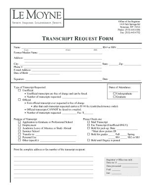 Le Moyne College Transcript Request - Fill and Sign Printable Template ...