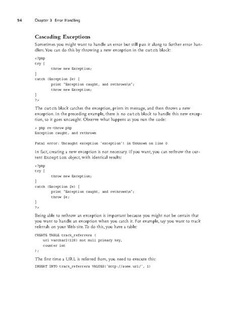 PHP Programming 7 - 94 Chapter 3 Error Handling Cascading Exceptions ...