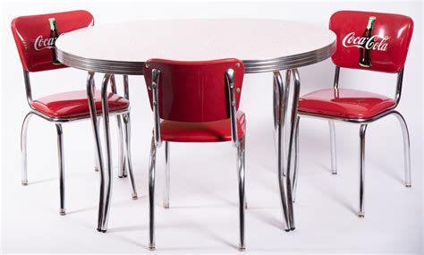 Lot - Vintage Coca-Cola Dinette Set, Table and Four Chairs