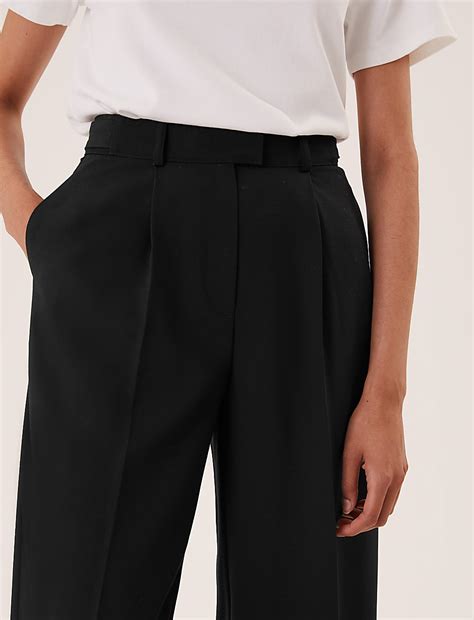 Buy Pleat Front Wide Leg Trousers at Marks & Spencer