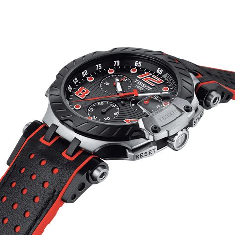 Reloj Tissot T-Race Cronógrafo para Hombre de Cuero Negro y Rojo ...