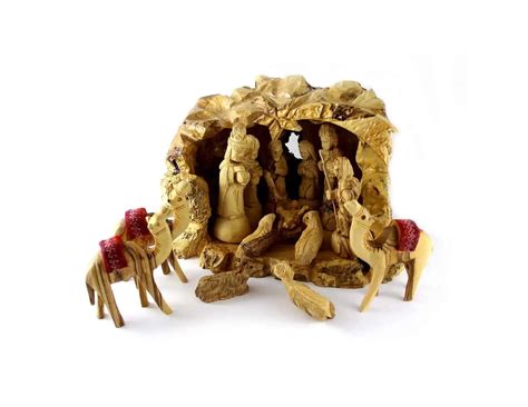 Olive Wood Nativity Grotto Set #NA125 - Holy Land Olive Wood ...