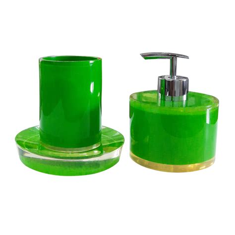 GREEN 3 PCS ACRLIC BATHROOM SET