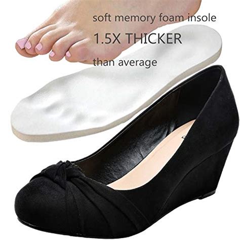 Buy Luoika Women's Wide Width Wedge Shoes - Slip On Round Toe Heel Pump ...
