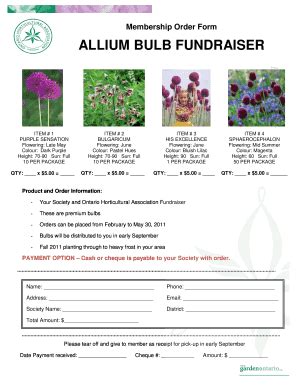 Fillable Online Membership Order Form ALLIUM BULB FUNDRAISER Fax Email ...