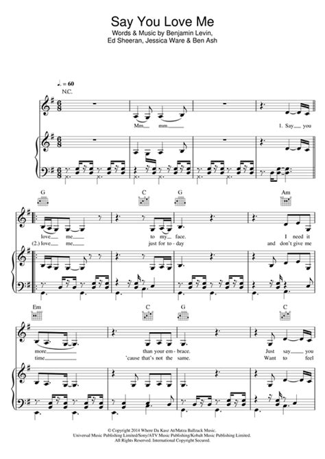 Say You Love Me sheet music by Jessie Ware (Piano, Vocal & Guitar ...