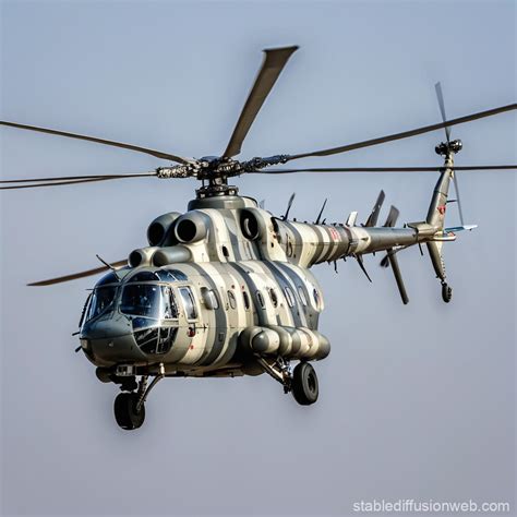 Mi-8 Helicopter 2D Side View | Stable Diffusion Online