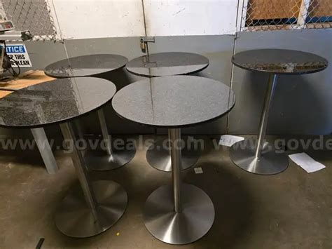 Lot of 5x Granite High Top Tables | GovDeals