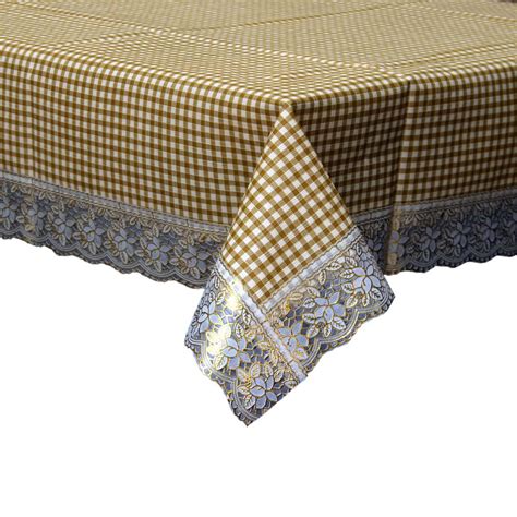 Buy Kuber Industries Checkered PVC 6 Seater Dining Table Cover - Brown ...