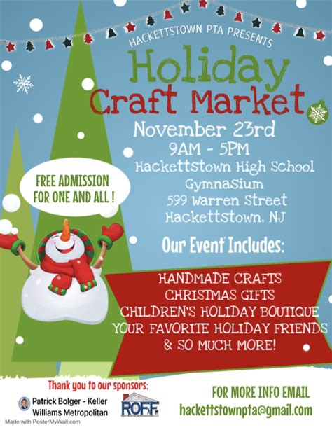 PTA Holiday Craft Market , ***Hackettstown High School***, 23 November ...