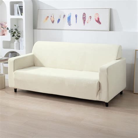 HOKIPO 200 GSM Premium Velvet Sofa Cover 3 Seater Fully Covered, Beige ...