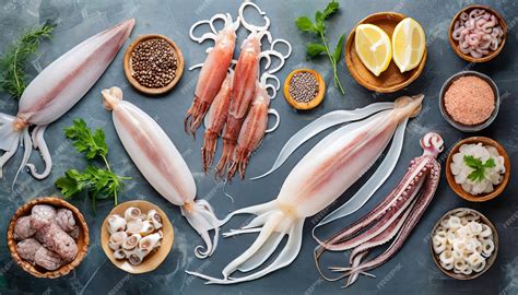 Premium Photo | Seafood Grocery Fresh and QualityAssured topview of ...