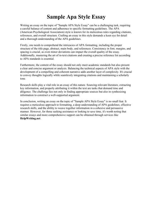 Image result for APA 6th Edition Example Essay Style Guide