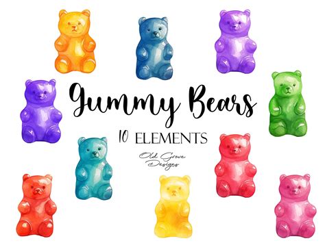 Watercolor Gummy Bear Clipart | Creative Market
