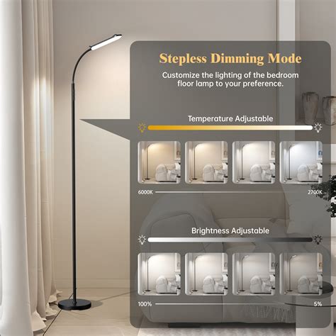 Cshidworld LED Floor Lamp with Remote, 18W Super Bright Gooseneck ...