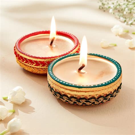 Buy Utsav Dipah Set of 2 Terracotta Diya Candles from Home Centre at ...