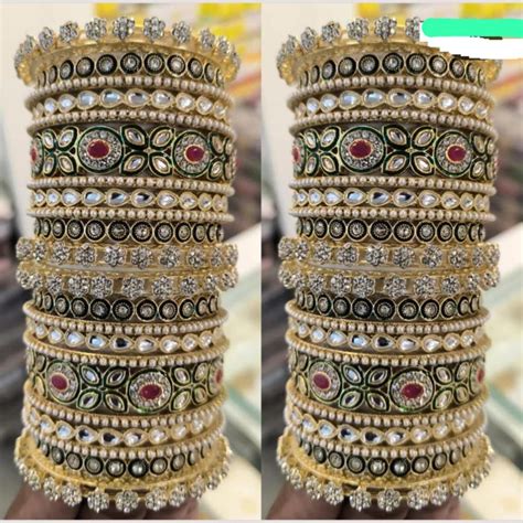 Manisha Jewellery Gold Plated Kundan Stone Bridal Bangles Set ...
