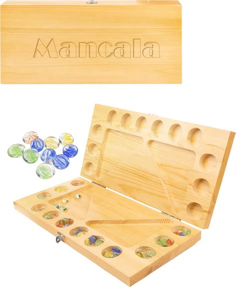 Amazon.com: 4 Players Mancala Board Game, Solid Wood Folding Mancala ...