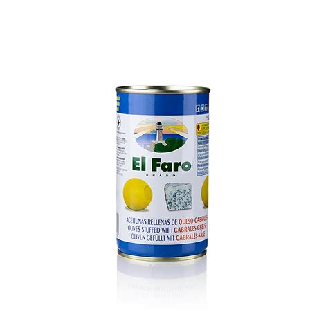 Green olives, without a core, with blue cheese, El Faro, 350 g, can ...