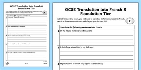 GCSE French: Translation into French