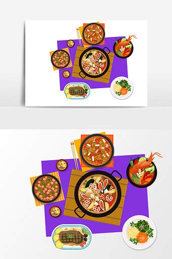25款中西餐美食餐年夜饭饮料理场景矢量扁平插画素材 - 平面素材下载