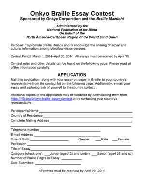 Fillable Online nfb Essay Contest Application/Rules Form (PDF File ...