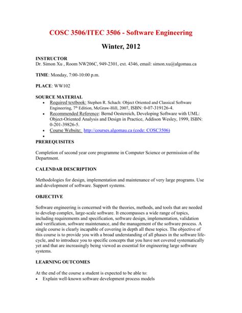 Software Engineering Course Syllabus 的图像结果