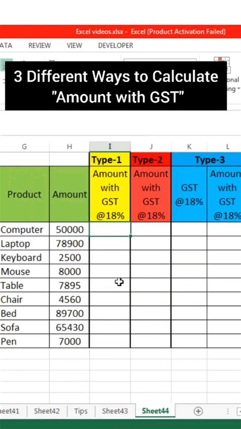 Image result for GST Calculation Formula in Excel
