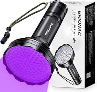 Brionac UV Flashlight Black Light, Super Bright 128 LEDs 395nm Pet ...