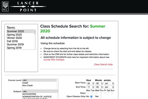 Pcc Schedule Of Classes _ How to use Class Schedule Search - ITZNS