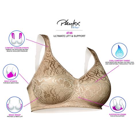 Buy Playtex 18-Hour Ultimate Lift Wireless Bra, Wirefree Bra with ...