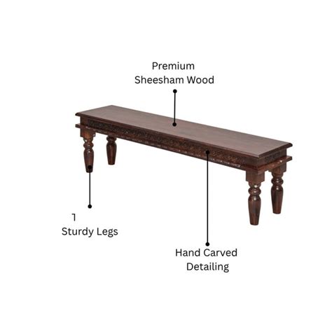 Lata Sheesham Wood Hand-Carved Dining Bench