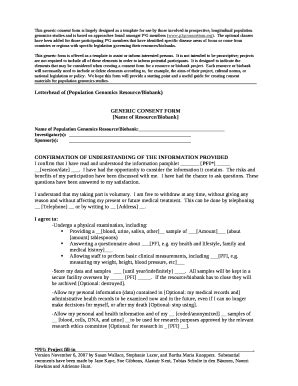 This generic consent is largely designed as a template for use by those ...