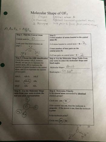 Answered: Molecular Shape of OF2 A₁ B₂ E₂ = ABE₂ (!) охудел (2 ...