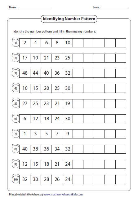 Image result for Printable Number Patterns