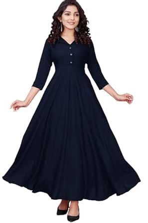 Buy SAYLAH Women Cotton Flare Solid Color Regular Fit Long Dress (Small ...