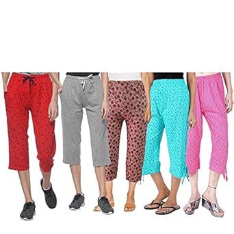Buy Krystle Women's Regular Fit Cotton Capri (Kry-Printed-Capri-Wom ...