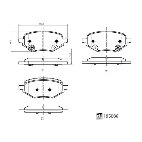 febi | 195086 | Brake Pad Set | bilstein group partsfinder | Official ...