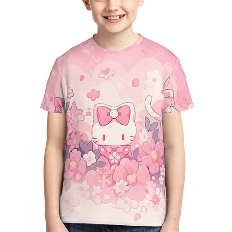 Hello Kitty T Shirts For Girls Boys, 3d Print Cartoon Graphics T Shirt ...