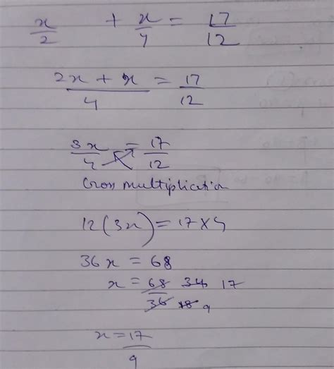 solve it x/2+x/4=17/12 - Brainly.in