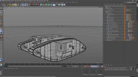 Tank MK 4 Male Camouflage Color Rigged for Cinema 4D 3D | 3D Molier ...