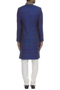 Buy Blue Matka Silk Zardozi Embroidered Sherwani For Men by Sarab ...
