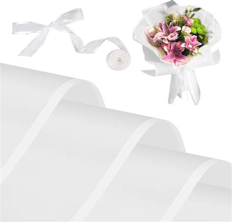 Amazon.com: Kosotody 20 Sheets Frosted Flower Wrapping Paper White Line ...